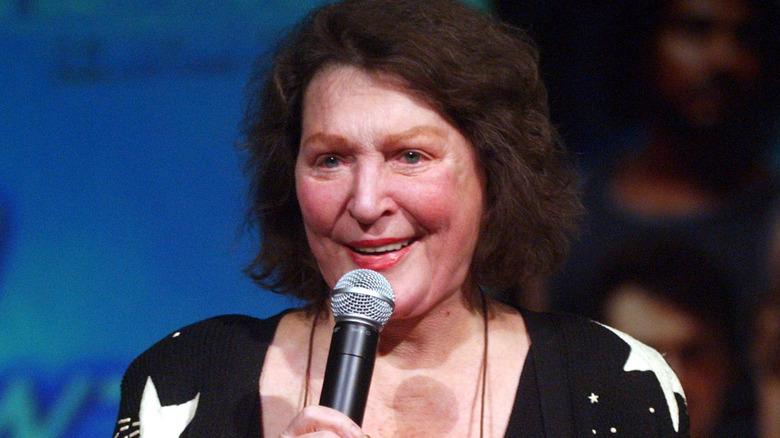 Majel Barrett on microphone