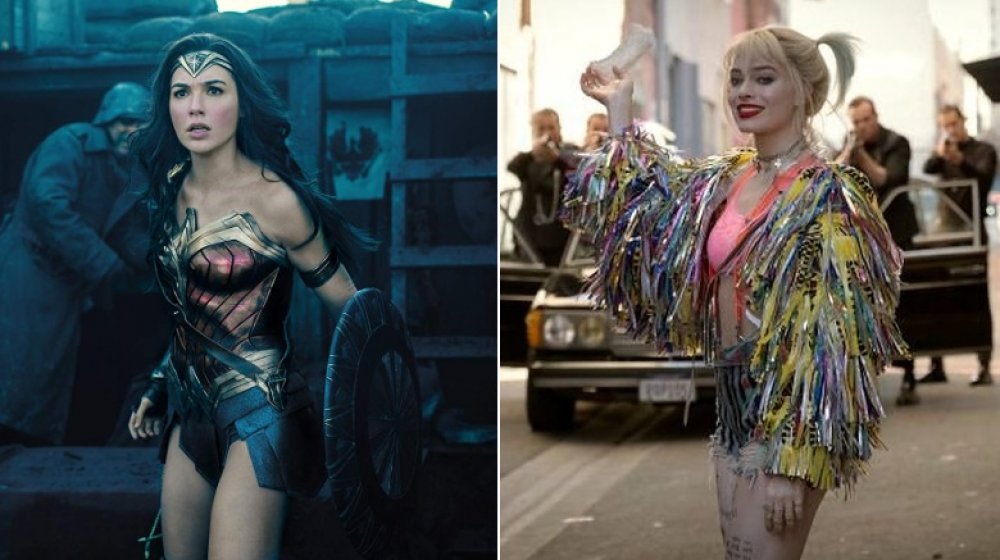 Gal Gadot as Wonder Woman and Margot Robbie as Harley Quinn