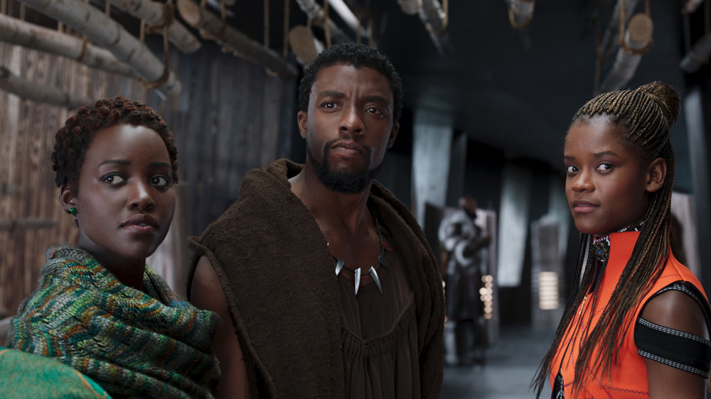 Lupita Nyong'o, Chadwick Boseman, and Letitia Wright in Black Panther