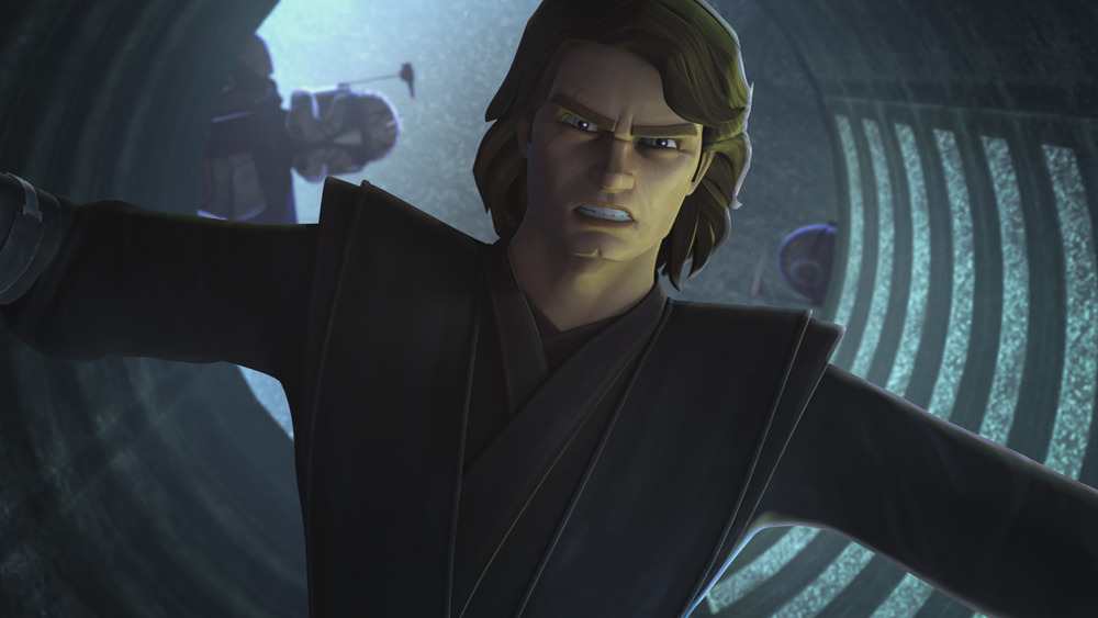 Anakin Skywalker in a tunnel.