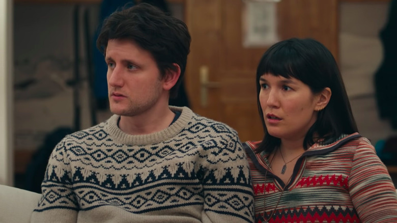 zach woods and zoe chao in downhill