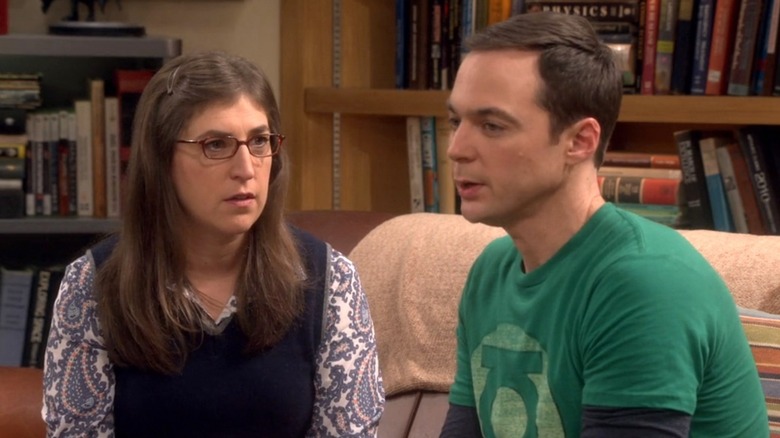 Amy staring at Sheldon