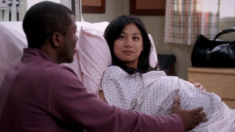 Noelle Lavatte with her fiance on Grey's Anatomy