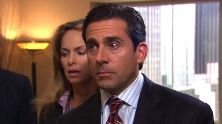 Jan looks disgusted while Michael looks shocked (The Office, 2008)