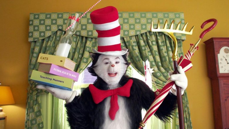 The Cat in the Hat holding items