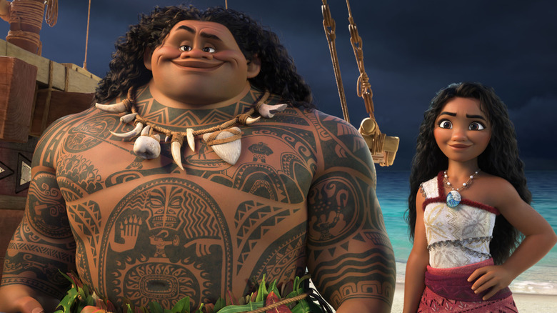 Maui and Moana smiling smugly