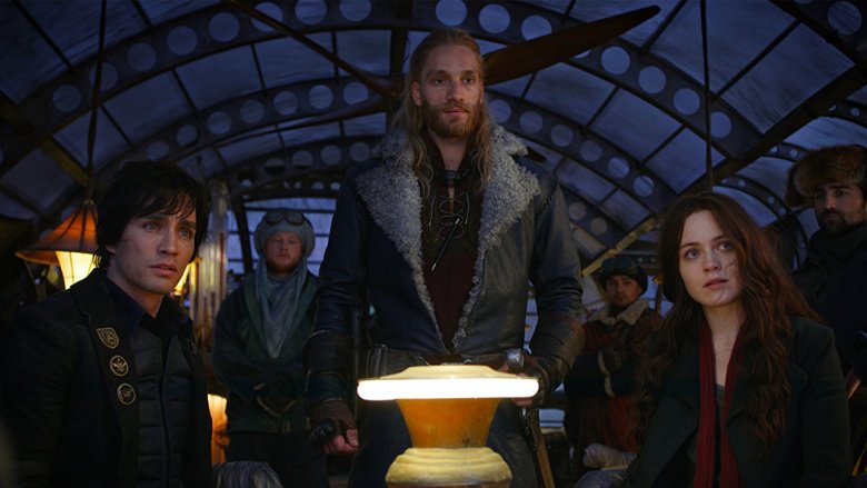 Robert Sheehan, Hera Hilmar, and Leifur Sigurdarson in Mortal Engines