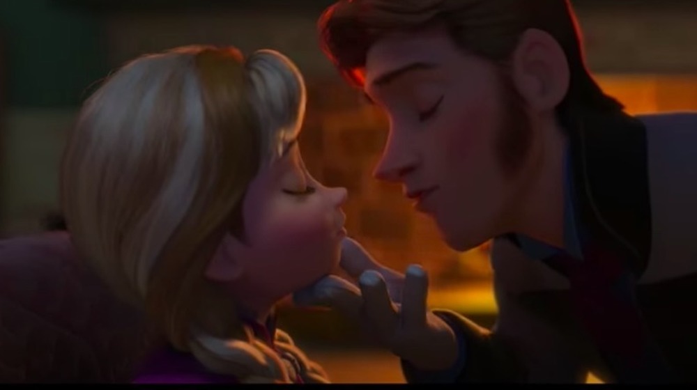 Anna and Hans about to kiss in Frozen