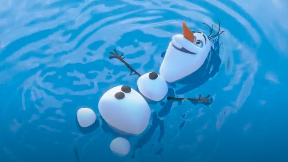 Olaf relaxes in a pool during "In Summer" in Frozen