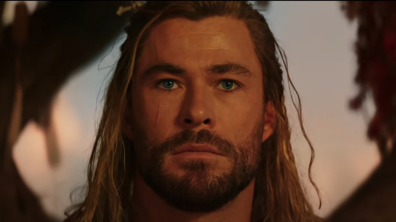 Chris Hemsworth with long hair as Thor in Thor: Love and Thunder