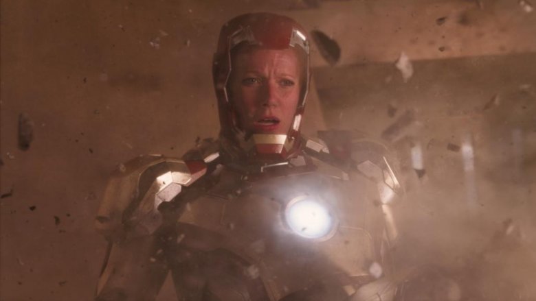 Potts dons the Iron Man suit in Iron Man III