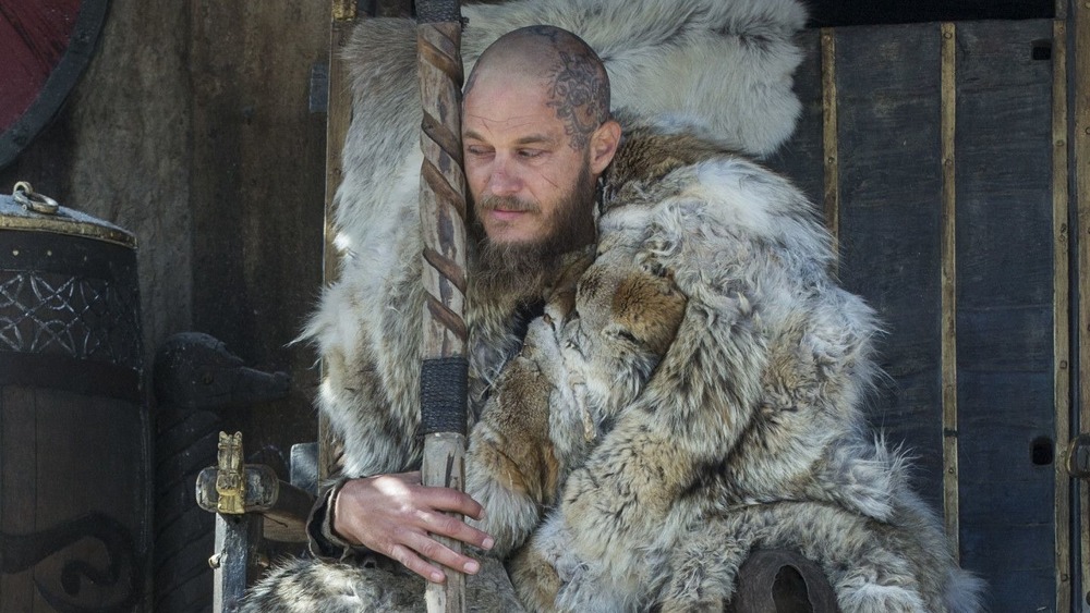 King Ragnar wrapped in furs