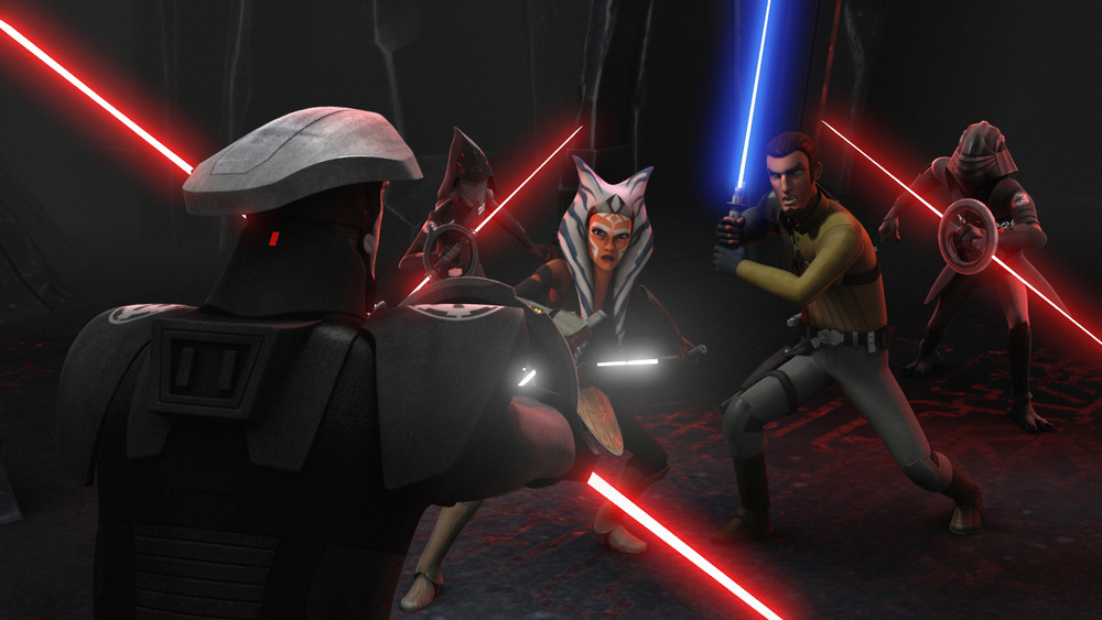 Kanan and Ahsoka fight the inquisitors