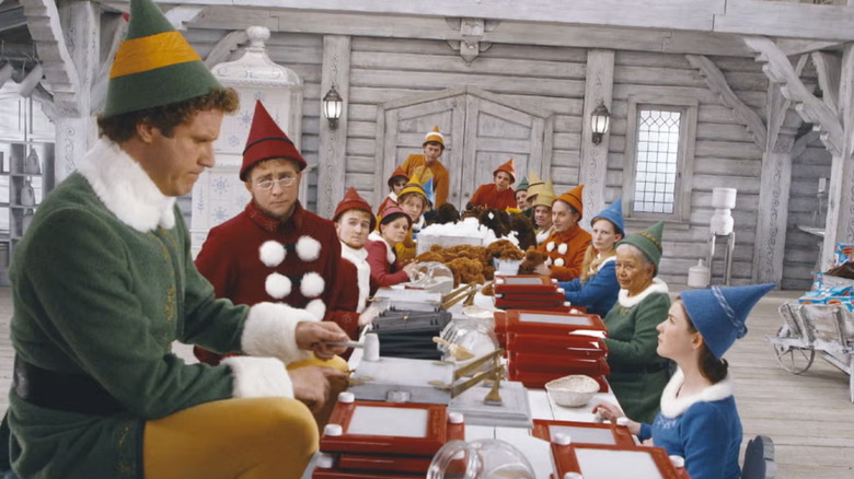 Buddy and the other elves work in the toy shop in "Elf" (2003)