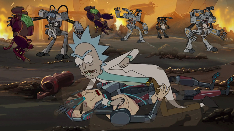 Rick punching an enemy