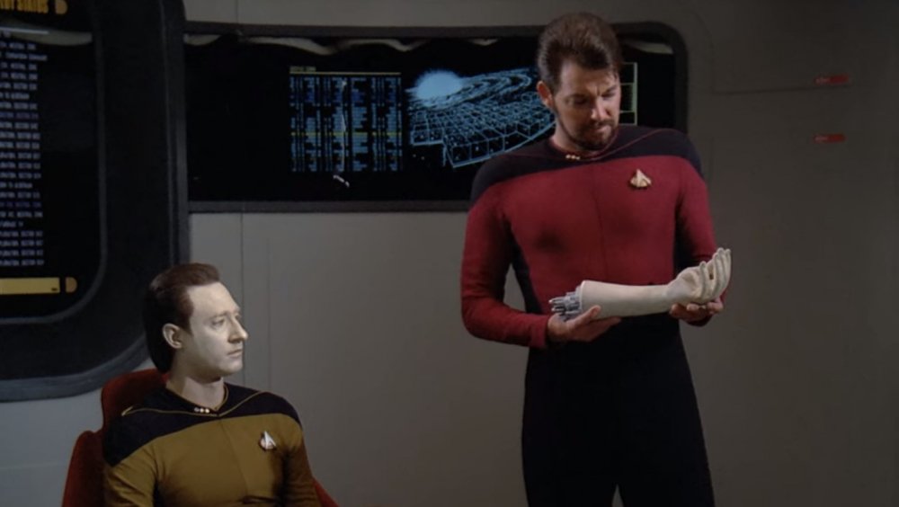 Frakes and Spiner as Riker and Data in Star Trek The Next Generation