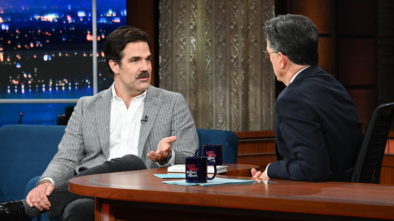 Stephen Colbert interviewing Rob Delaney