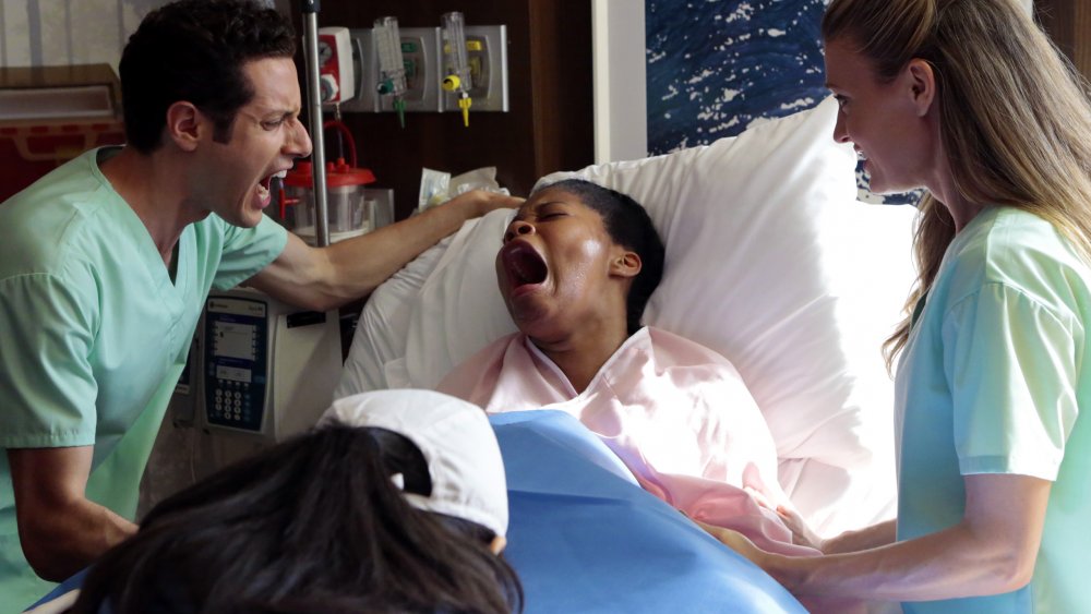 Rupak Ginn as Raj, Dominique Fishback as Elan and Brooke D'Orsay as Paige in Royal Pains