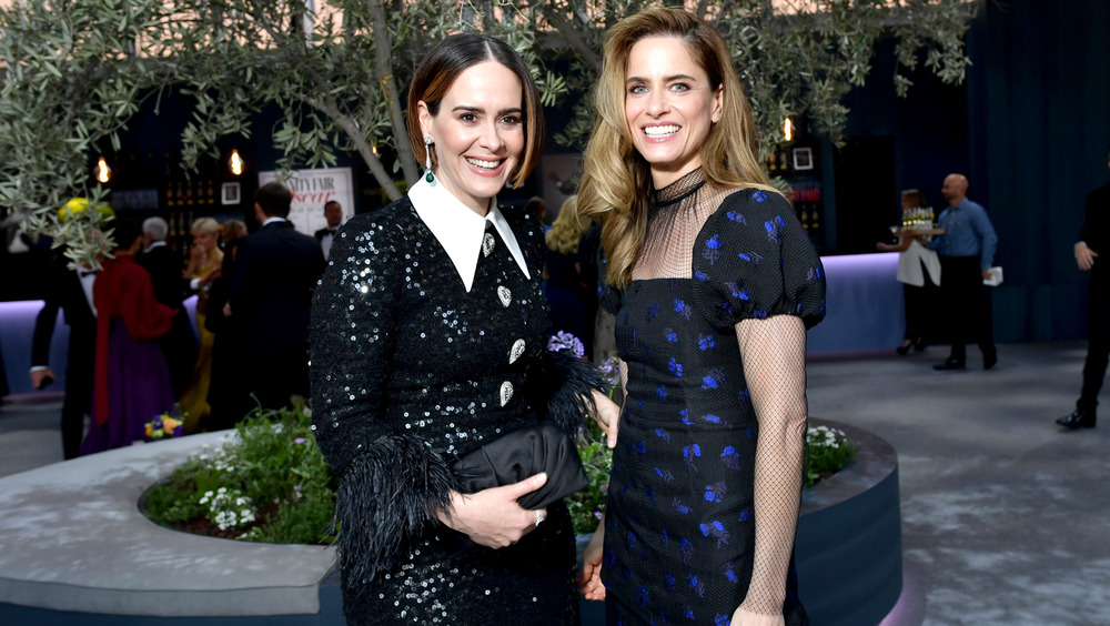 Amanda Peet and Sarah Paulson at a Vanity Fair event