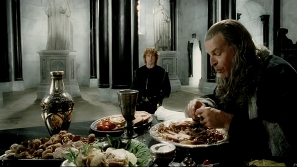 Billy Boyd as Pippin and John Noble as Denethor in The Lord of the Rings: The Return of the King