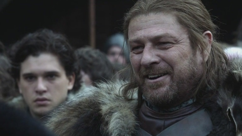 Ned Stark and Jon Snow outside