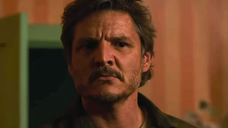 Pedro Pascal as Joel looking suspicious