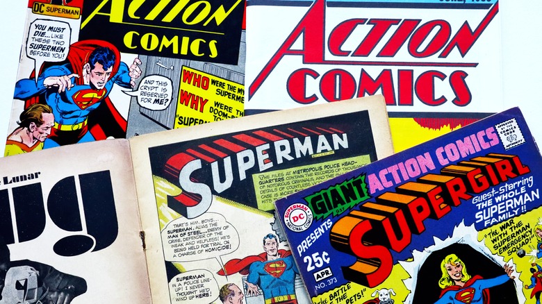A collage of DC Comics featuring Superman