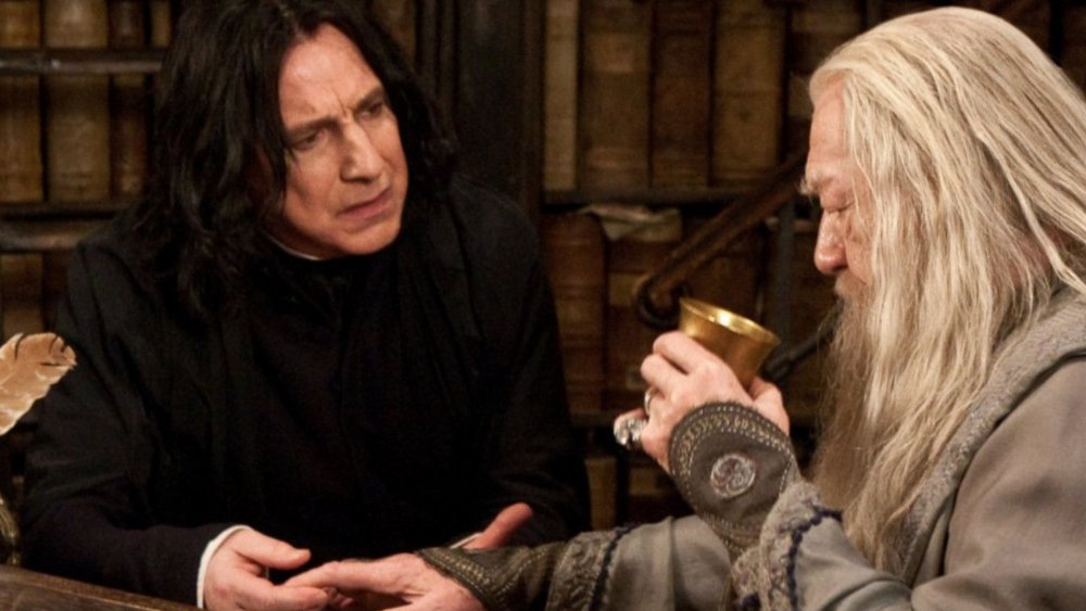 Alan Rickman as Severus Snape with Michael Gambon as Dumbledore in Harry Potter and the Deathly Hallows