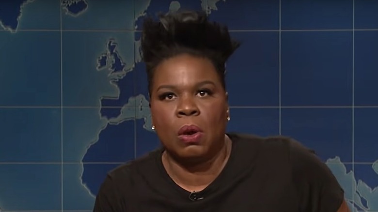 Leslie Jones talking on Weekend Update