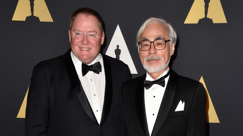 John Lasseter and Hayao Miyazaki looking distinguished