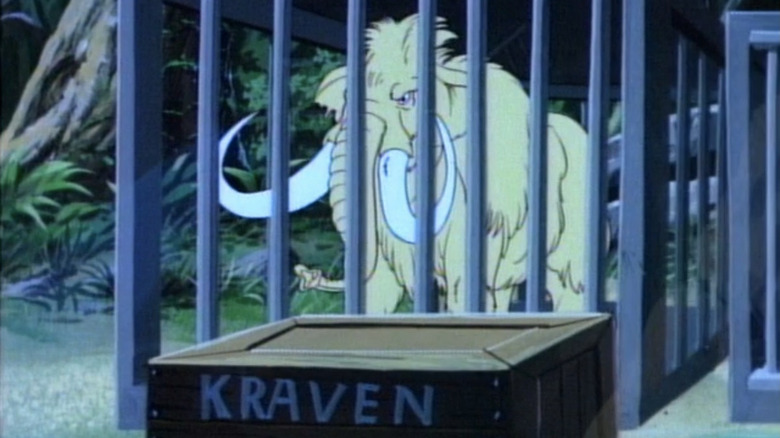 Wooly mammoth locked in Kraven's cage 