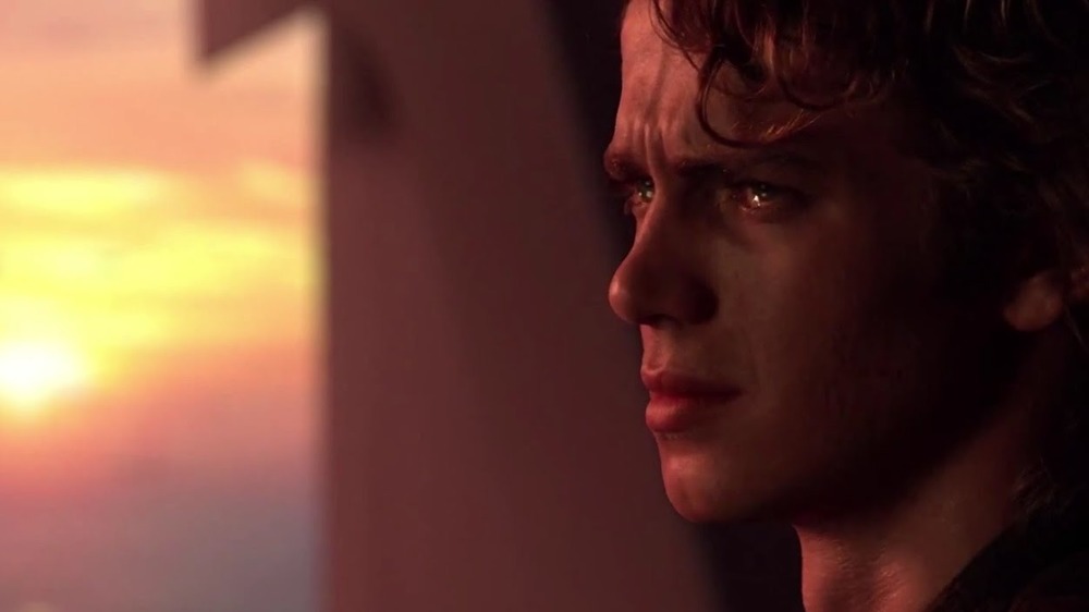 Anakin Skywalker crying at sunset