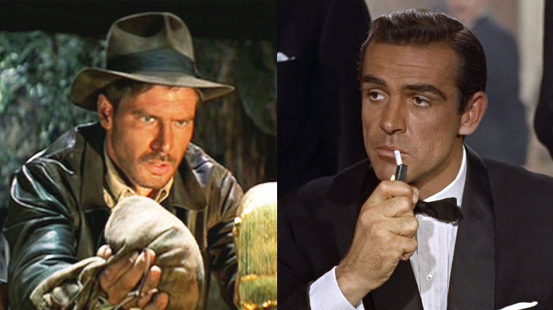 split image of Indiana Jones and Bond