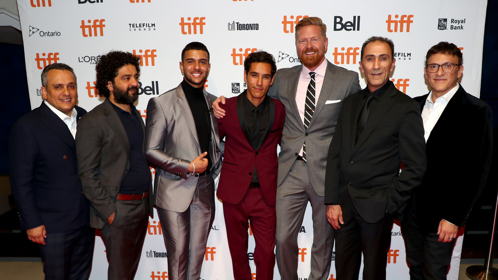 Joe Russo, Mohamed Al Daradji, Mohimen Mahbuba, Adam Bessa, Matthew Michael Carnahan, Suhail Dabbach and Anthony Russo attend the "Mosul" premiere during the 2019 Toronto International Film Festival at TIFF Bell Lightbox on September 09, 2019 in Toronto, Canada.