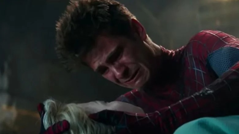 Andrew Garfield's Peter Parker crying