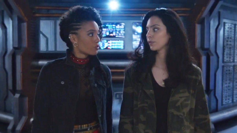 Maisie Richardson-Sellers as Charlie and Tala Ashe as Zari on Legends of Tomorrow