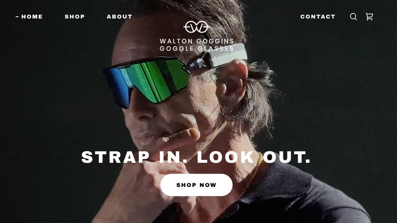 Walton Goggins wearing goggle glasses on his website