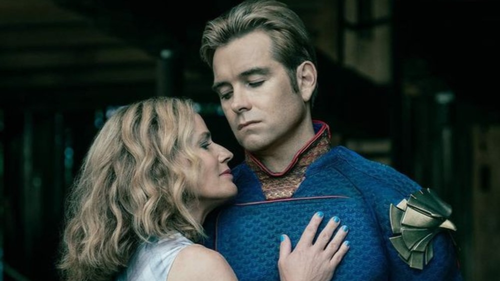 Antony Starr as Homelander and Elisabeth Shue as Madelyn Stillwell on The Boys