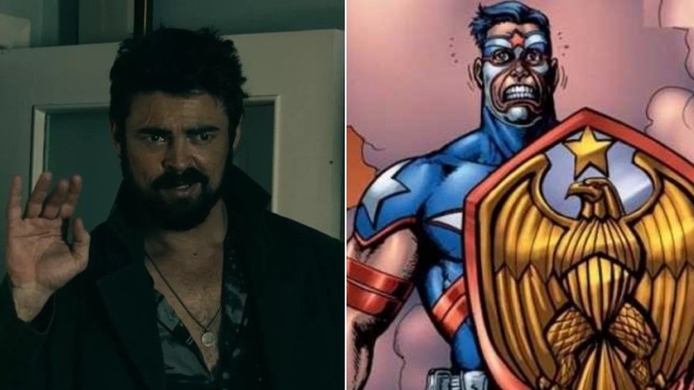 Karl Urban as Billy Butcher on The Boys and Soldier Boy in The Boys by Garth Ennis and Darick Robertson