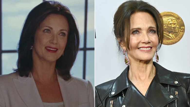 Side by side pictures of Principal Powers and Lynda Carter smiling