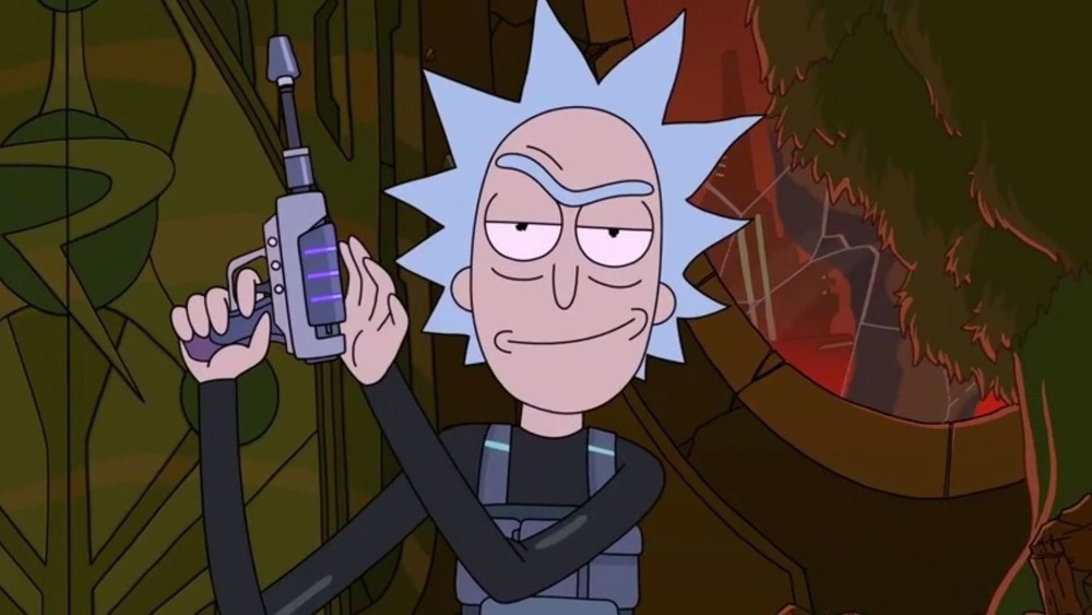 Rick Sanchez with a laser gun