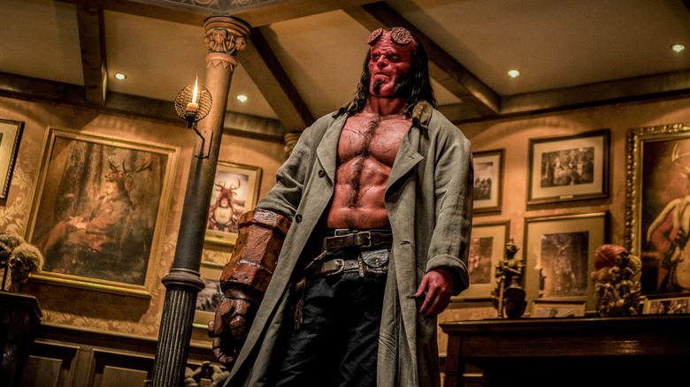 Hellboy reacting to troubling news