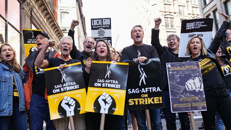 SAG AFTRA members on strike