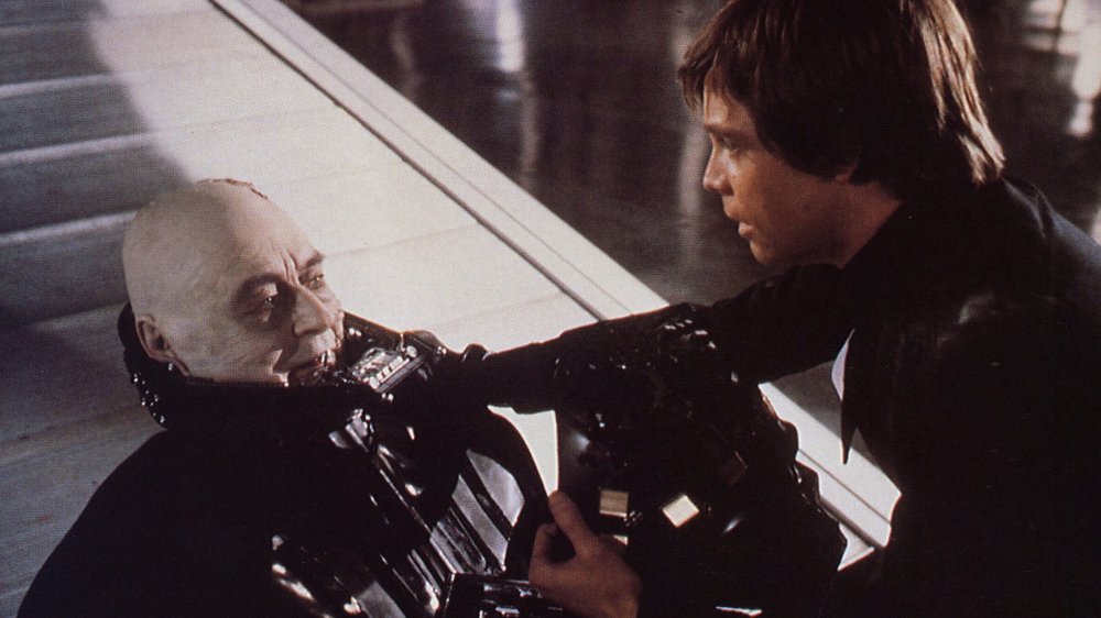 Sebastian Shaw and Mark Hamill in Star Wars: Return of the Jedi