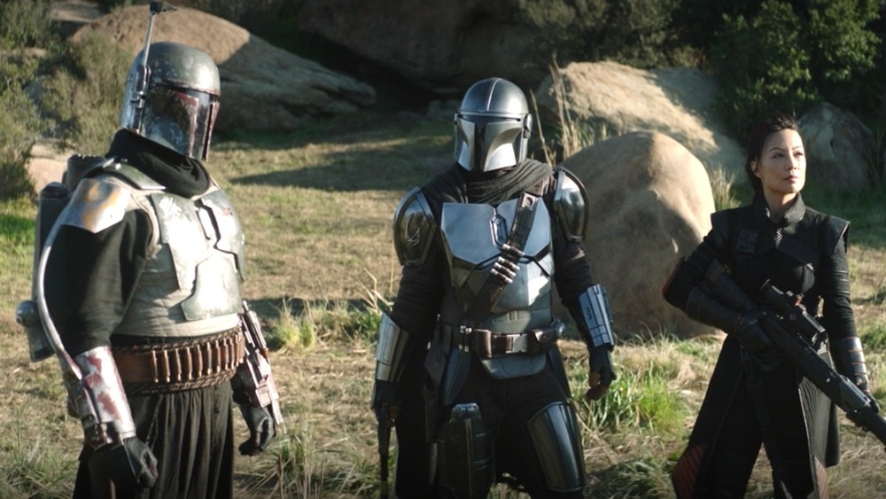 Temuera Morrison and Pedro Pascal and Ming-Na Wen in The Mandalorian