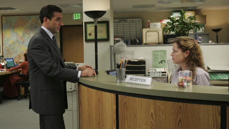 Steve Carell and Jenna Fischer in The Office