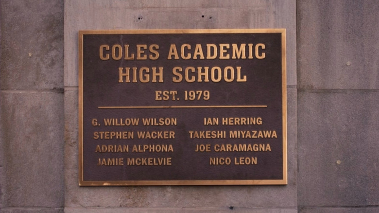 The Coles Academic High School plaque in Ms. Marvel