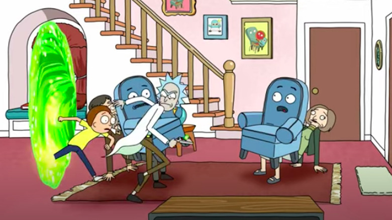 Rick and Morty are chased through alternate dimensions