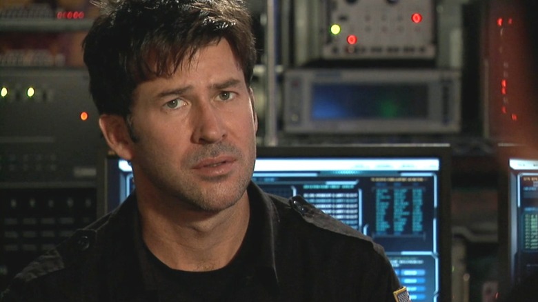 John Sheppard sitting in front of a computer in the final episode of Stargate Atlantis