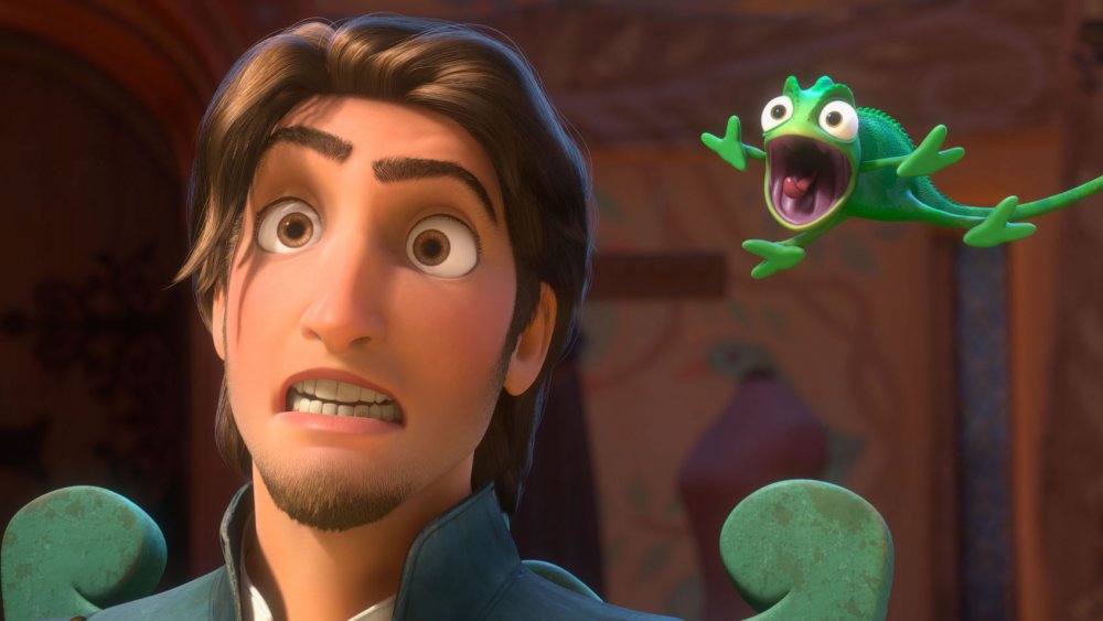 Flynn Rider (voiced by Zachary Levi) and Pascal in Tangled